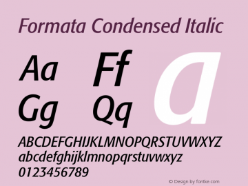 Formata-CondensedItalic OTF 1.0;PS 001.001;Core 1.0.22 Font Sample