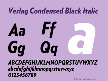 VerlagCondensed-BlackItalic Version 001.001图片样张