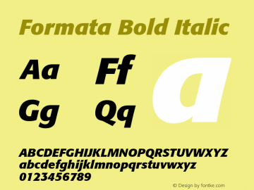 Formata-BoldItalic OTF 1.0;PS 001.003;Core 1.0.22 Font Sample