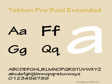 TektonPro-BoldExt Version 2.045;PS 2.000;hotconv 1.0.57;makeotf.lib2.0.21895 Font Sample