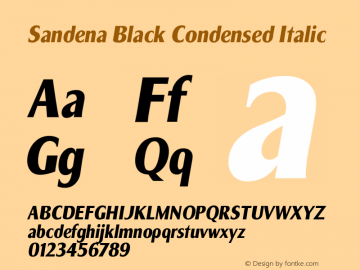 Sandena-BlackCondensedItalic Version 1.000 Font Sample