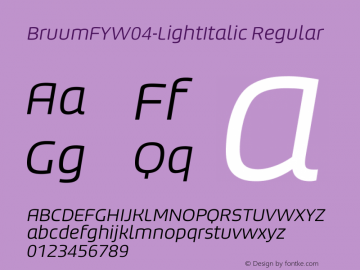 Bruum FY W04 Light Italic Version 1.1 Font Sample
