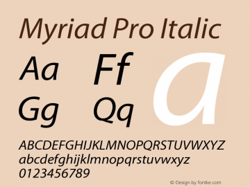 MyriadPro-It Version 2.037;PS 2.000;hotconv 1.0.51;makeotf.lib2.0.18671图片样张
