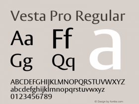 Vesta Pro Regular Version 1.00 Font Sample