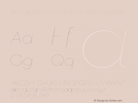 SharpSansNo1-HairlineItalic 1.400 Font Sample