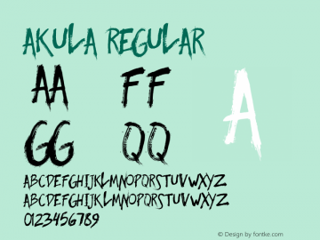Akula Version 1.00 December 14, 2014, initial release Font Sample