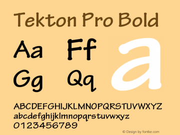 TektonPro-Bold Version 2.020;PS 2.000;hotconv 1.0.51;makeotf.lib2.0.18671 Font Sample