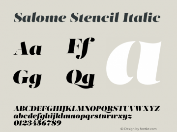 SalomeStencil-Italic Version 1.000 Font Sample