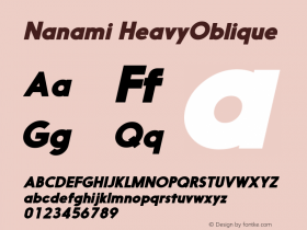 Nanami-HeavyOblique Version 1.000 Font Sample