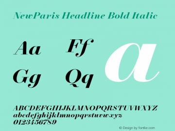 NewParis Headline Bold Italic Version 2.001图片样张