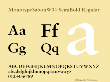 Monotype Sabon W04 Semi Bold Version 1.00图片样张