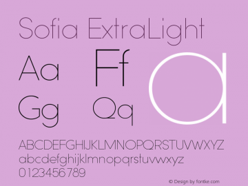 Sofia-ExtraLight Version 1.000 2008 initial release Font Sample