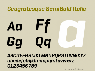 Geogrotesque-SemiBoldItalic Version 2.001 Font Sample