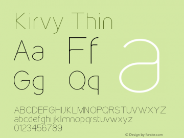 Kirvy Thin Version 001.000 Font Sample