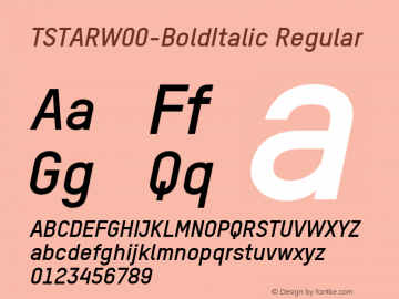 TSTAR W00 Bold Italic Version 3.00 Font Sample