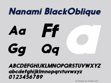 Nanami-BlackOblique Version 1.000 Font Sample