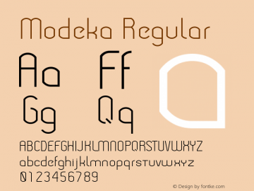 Modeka Version 1.00 September 4, 2014, initial release Font Sample