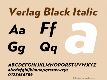 Verlag-BlackItalic Version 001.001图片样张