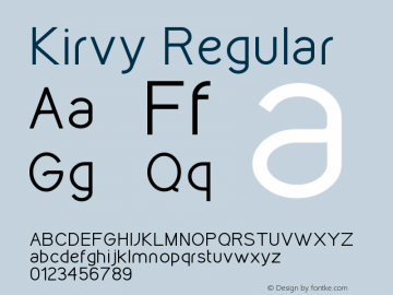 Kirvy Regular Version 001.000 Font Sample