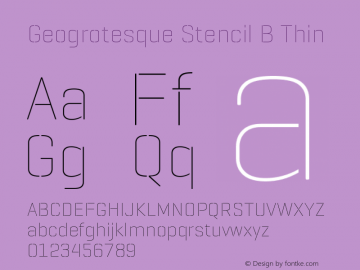 GeogrotesqueStencilB-Th Version 1.000 Font Sample