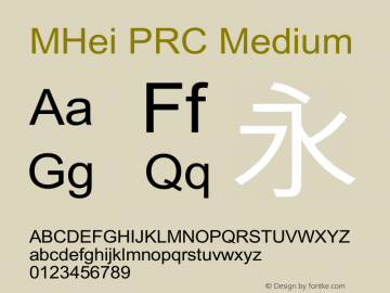 MHei PRC Medium  Font Sample