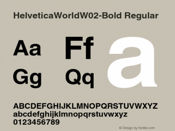 Helvetica World W02 Bold Version 1.01 Font Sample