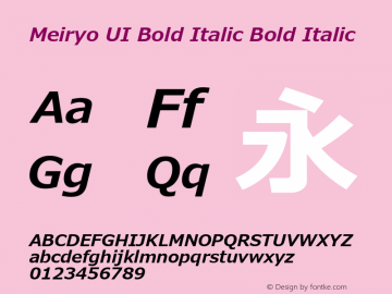 Meiryo UI Bold Italic Version 6.20图片样张