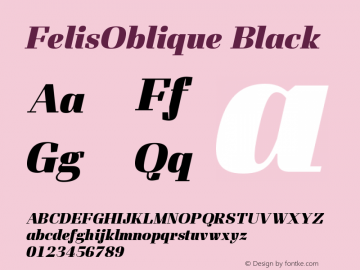 FelisOblique-Black Version 1.000 Font Sample