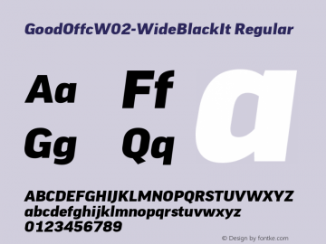 Good Offc W02 Wide Black Italic Version 7.504 Font Sample