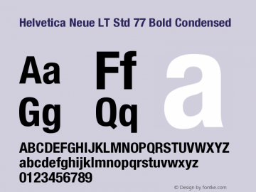 HelveticaNeueLTStd-BdCn Version 2.035;PS 002.000;hotconv 1.0.51;makeotf.lib2.0.18671 Font Sample