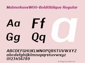 Malmo Sans W00 Bold Oblique Version 1.40图片样张