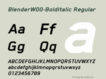 Blender W00 Bold Italic Version 3.60 Font Sample