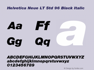 HelveticaNeueLTStd-BlkIt Version 2.035;PS 002.000;hotconv 1.0.51;makeotf.lib2.0.18671 Font Sample
