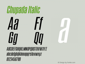 Chupada-Italic Version 1.000 Font Sample