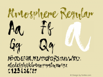 Atmosphere Script Typeface Version 1.00 December 20, 2015, initial release图片样张