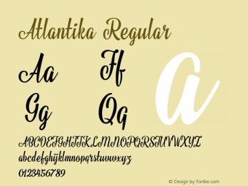 Atlantika 1.000 Font Sample