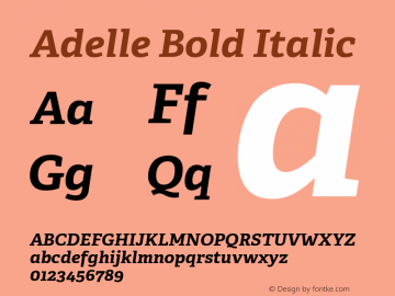 Adelle-BoldItalic Version 1.000 Font Sample