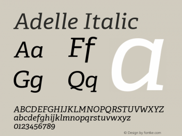 Adelle-Italic Version 1.000 Font Sample