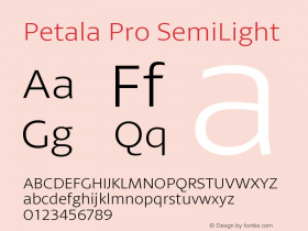 PetalaPro-SemiLight Version 1.001 Font Sample