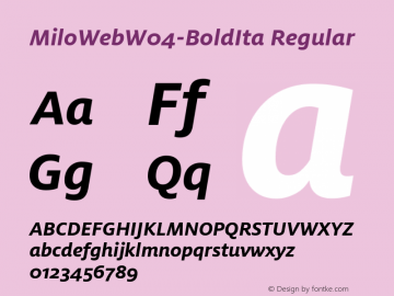 MiloWeb W04 BoldIta Version 7.504 Font Sample