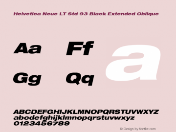 HelveticaNeueLTStd-BlkExO Version 2.035;PS 002.000;hotconv 1.0.51;makeotf.lib2.0.18671 Font Sample