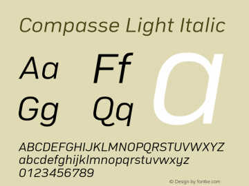 Compasse-LightItalic Version 1.000 Font Sample