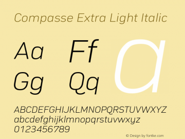 Compasse-ExtraLightItalic Version 1.000 Font Sample