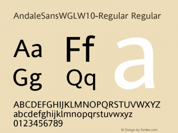 Andale Sans WGL W10 Regular Version 3.10图片样张