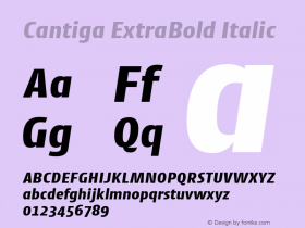 Cantiga-ExtraBoldItalic Version 1.000 2014 initial release Font Sample