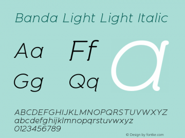 BandaLight-LightItalic Version 1.000 2011 initial release图片样张