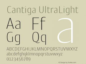 Cantiga-UltraLight Version 1.000 2014 initial release Font Sample