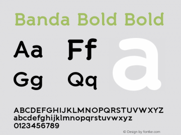 BandaBold-Bold Version 1.000 2011 initial release Font Sample