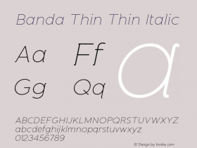 BandaThin-ThinItalic Version 1.000 2011 initial release图片样张