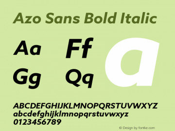 AzoSans-BoldItalic Version 1.000 Font Sample
